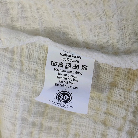 Hammacher Schlemmer UPF 30 Turkish Cotton Cover Up Wrap Dress Ecru Womens S/M - Picture 11 of 13